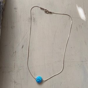 Blue opal silver choker necklace